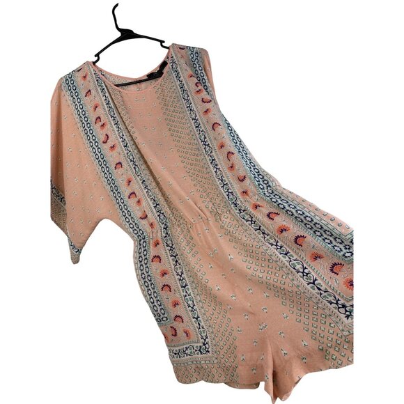 BCBGMaxazria "Caiti" Shadow Blush Printed Kimono Sleeve Romper Size S NWT 8033 - Picture 8 of 13